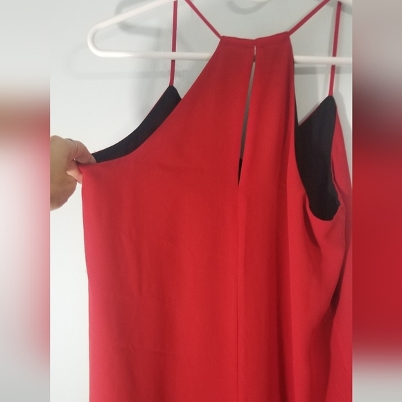 Black & Red Reversible Tank Top. Spaghetti Strap, V-Neck, Peek-a-boo Back. - Picture 7 of 7